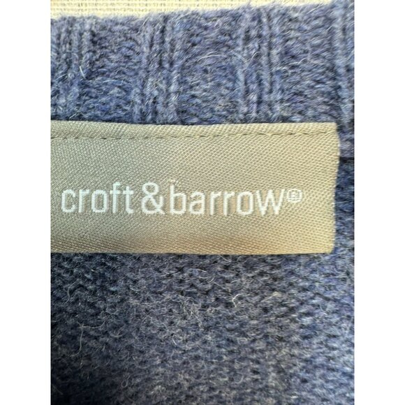 Croft & Barrow Womens  Snowman & Snowflake Cardigan Sweater Small Blue Ramie & A - Picture 3 of 13